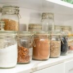 Bright organized kitchen with clear counters and storage