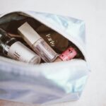 Compact personal-care items organized in a travel toiletry bag